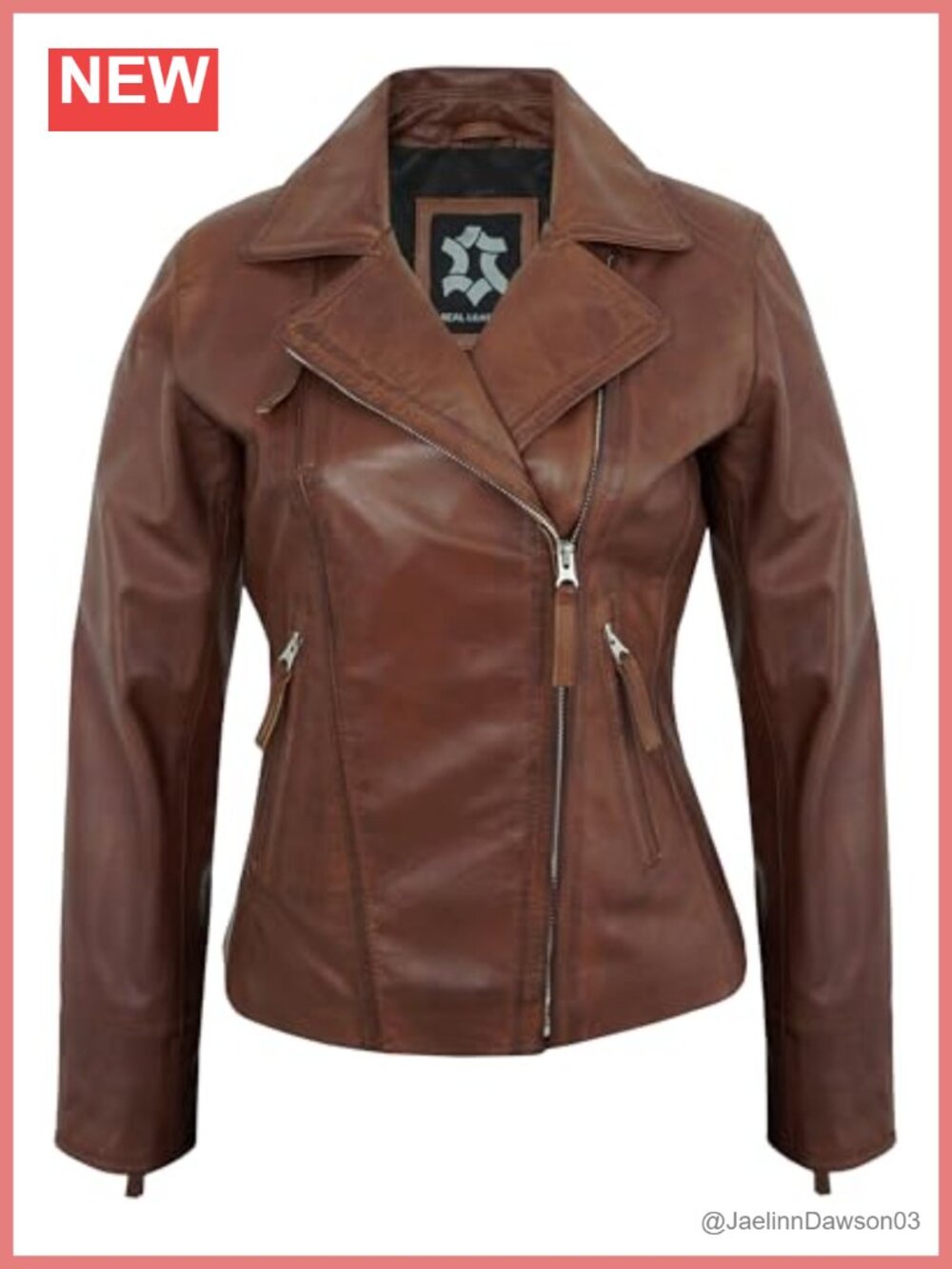 100% Real Lambskin Leather Jacket Women Asymmetrical Moto Biker Zip Coat